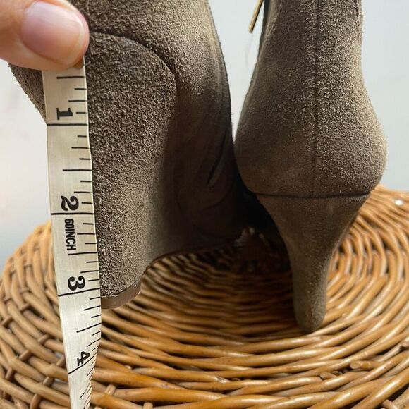 Tory Burch Womens Milan Wedge Ankle Booties Brown 8 M Suede Leather Buckle - Picture 3 of 10